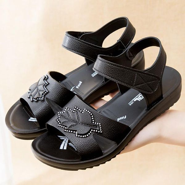 Sandalias Mujer Zapatos de verano Mujer antideslizante Suela suave Cómodo Plano antideslizante Madre Caminando Damas Playa Ks55Sandals