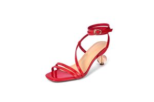 Sandales Fericzot luxe Strappy Roman pour femmes en cuir véritable talons hauts avec cristaux grande taille chaussures à lacets croisés 6.5cm