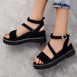 Sandalen kudde gesp zwarte riem mode flat sandles voor vrouwen zomerplatform schoenen dames sandalias vrouw dames strandschoen