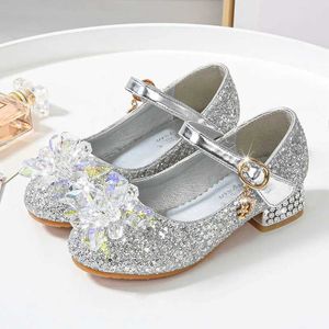 Sandals fleur chaussures pour enfants plage princesse fille pour enfants paillette de mariage fête infantil chaussure enfant h240504