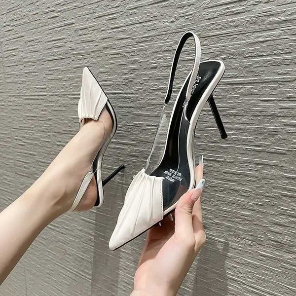 Sandales chaussures pointues toe dames chaussures transparentes transparentes claires