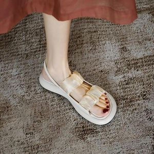 Sandales Chaussures Wedge avec plate-forme imperméable dames chaussures talons moyens été 2024 beige pour femmes style romain dentelle tendance H F