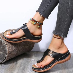 Sandalen Voor Vrouwen 2023 Mode Lage Hakken Zomer Strand Wiggen Casual Slippers Slippers Dames Platte Schoenen Slip-On