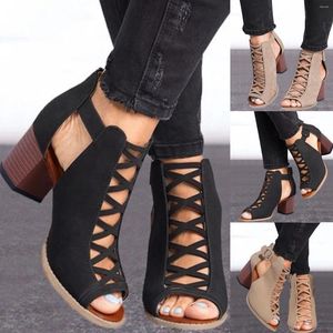 Sandalen voor dames Ademende veterschoenen Casual Unisex Lichtgewicht Werk Open teen Dikke hak Schattig Wandelen