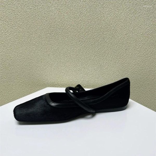 Sandalias estilo francés mujeres vintage pisos botón cuadrado punta mary janes zapatos casuales leopardo confort mocasines 2023 bailarina