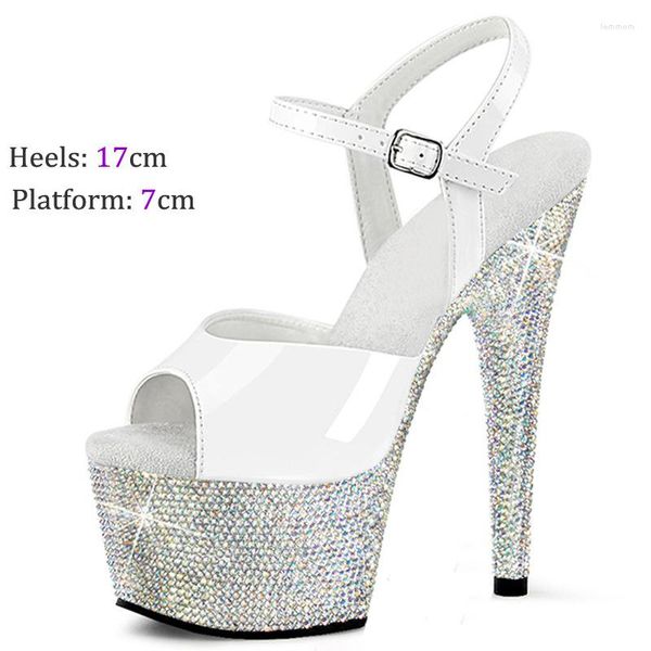 Sandalias Vestido completo Peep Toe Pole Dance Shoes Mujer Plataforma 17 Cm Tacones altos Sexy Fetish Nightclub Modelos Show Party