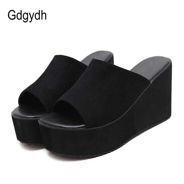 Sandales Gdgydh été sans lacet femmes sandales à talons compensés plate-forme talons hauts mode bout ouvert dames chaussures décontractées confortable Promotion vente Z0306