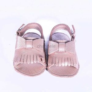 Sandales en cuir véritable bébé sandales semelle souple bébé mocassins avec nœud bébé filles chaussures premiers marcheurs 240329