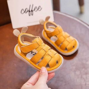 Sandales Gétille en cuir sandales 2023Summer Cowhide Baby Shoe Soft Sole Walking Shoe0-3yearsandals for Girl Breathable Kids Shoe