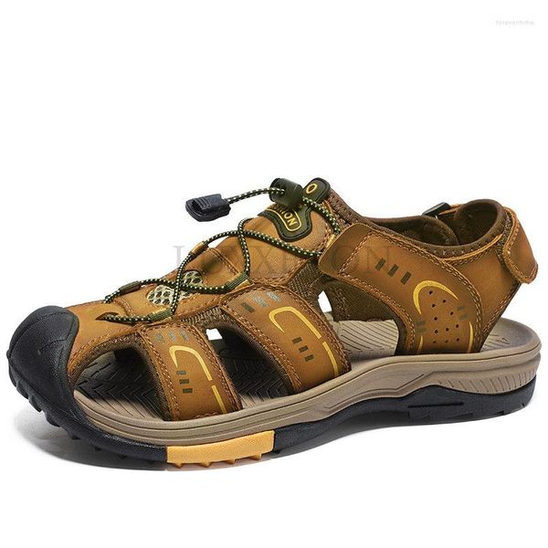 Sandalias Zapatos de cuero genuino para hombres Zapatillas de moda de verano de gran tamaño para hombres Grandes 38-47 LOXXETON