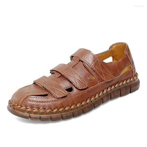 Sandales Sandale en cuir authentique pour hommes poids confortable confortable tout-correspondant respirant 2024 Fashion Chaussures non glissantes Summer Roman