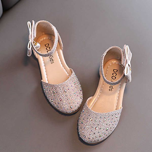 Sandalias Niña Sandalias planas Princesa Zapatos de cuero Verano Moda Rhinestone Niños Niña Zapatos para fiesta Boda Rendimiento CSH1362 R230220