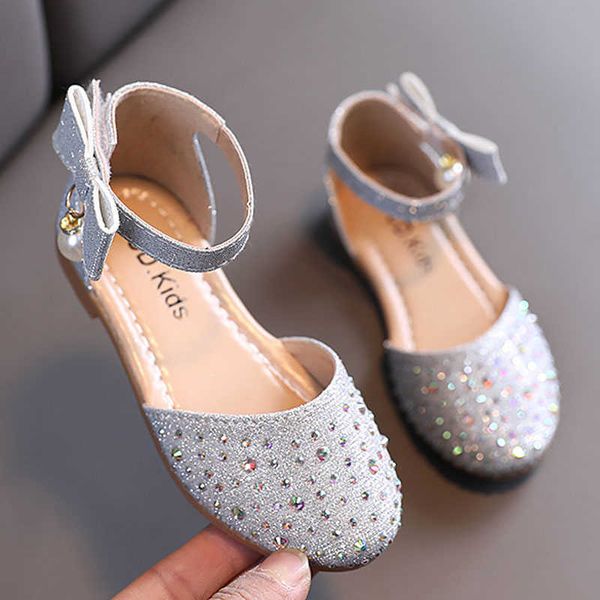 Sandales Fille sandales plates princesse chaussures en cuir été mode strass enfants fille chaussures pour fête de mariage Performance CSH1362