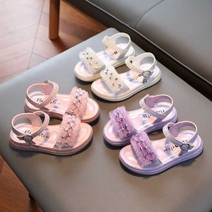 Sandals Girl's Sandals Summer Riinestone Teniz Purple Children Sliders Pink Sweet Dream Pu Soft 21-37 Infant Fashion Kids Shoe AA230518