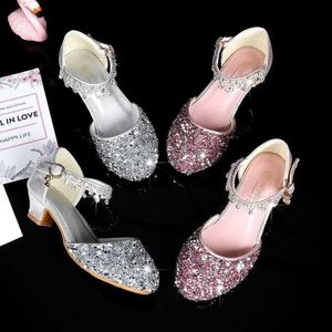 Sandals filles princesse sandales élégants paillettes pour enfants chaussures en cuir moderne middoux de fête