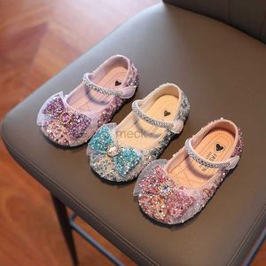 Sandals Girls Princess Shoes Pools Crystal Dream Sparkly Children Ballet Flats 26-36 Three Colors Autumn Beautiful Kids Mary Janes 240419