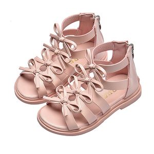 Sandalen meisjes sandalen buigen kinderen platte casual kinderen gladiator sandalen zacht lederen rits zomervleeg baby prinses strand sheos 112 jaar 230413