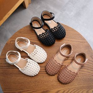 Sandalen meisjes sandalen zomer 1-12 jaar baby kinderen zachte zolen geweven gesloten teen sandalen kinderen meisjes prinses holle schoenen 230316