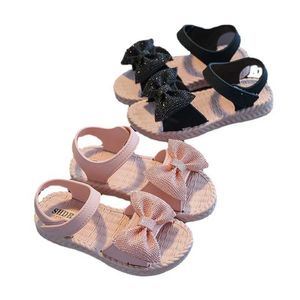 Sandales filles sandales été mignon Bow bébé fille chaussures talon plat enfants plage sandales princesse chaussures SBA006 Z0225