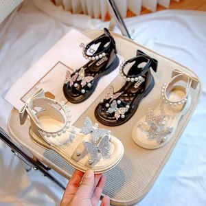 Sandals filles d'été new Pearl Childrens chaussures mode princesse anti-glissement D240527