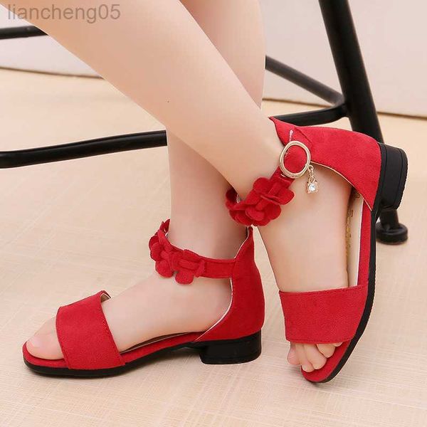 Sandalen Mädchen Sommer Perlensandalen 2022 Neue koreanische Version Kinder Dellen Rote Prinzessin Strandschuhe 5 6 7 8 9 10 11 12 Jahre alt W0327