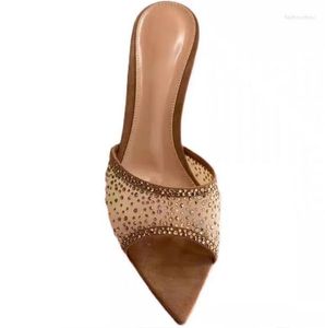 Sandalias Gold Champagne Crystal Panadas de tacón alto de gamuza Sexy Patchwork Patchwork tacones delgados zapatos de vestimenta de bomba para mujeres