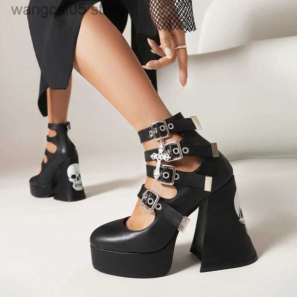 Sandalias Plataforma gótica Mujer Bombas Moda Corazón Cadena de metal Súper tacones altos Zapatos Vestido Cosplay Punk Zapatos Primavera Sumer Nuevo en T230712