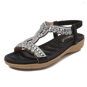 Sandalen GROTE KWANTTE DROOPSHIP RIDESTONEN Dames Leisure Casual Shoes Bohemia Summer Crystals Comfort Wedges Heel Comfy Walk