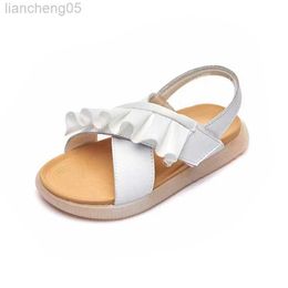 Sandalen GT-CECD Sandalen voor meisjes 2022 Zomer Toddler Kinderschoenen Leer schattig ruches Zachte zool Fashion Baby Children Sandals EU 21-30 W0217