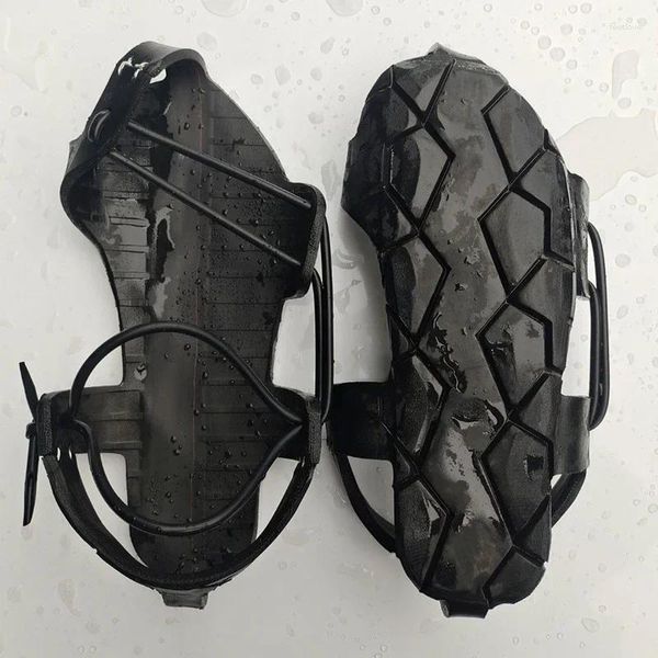 Sandalias hechas a mano para hombres fuertes zapatos de agua al aire libre neumáticos suelas de neumáticos goma playa cuero hierba zapato mujer tamaño 34-50