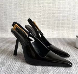 Sandalen High Heels Saint T's Designer Shoes Paris Dress Classic Women 9cm 7cm Heel Heel Black Gold Pointed Shoes Shess Shoes Wedding Bodems