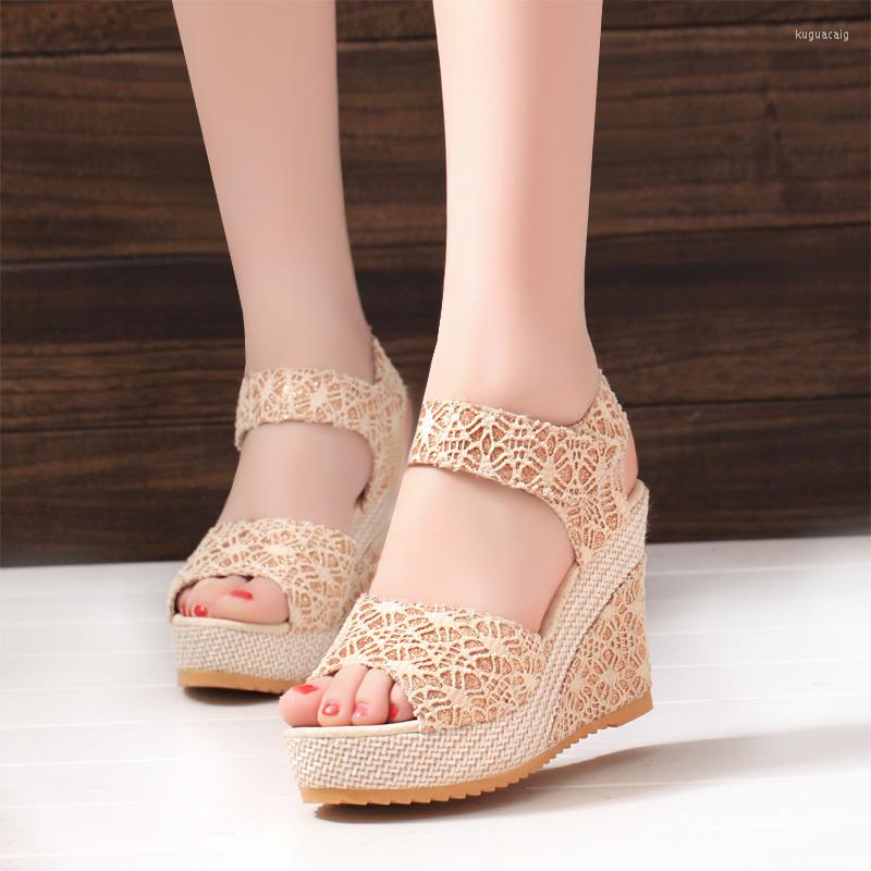 Sandals High-heeled Wedge-heeled Mesh Fish Mouth Women's Cool Shoes 2022 Summer Korean Version Outer Wear All-match Sponge Cake Thick Bo