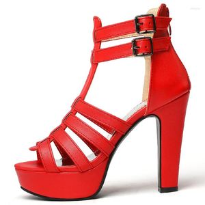 Sandalias Tacones altos Zapatos de verano para mujer Plataforma 2023 Tamaño grande 44 45 50 Peep Toe Blanco Rojo Fiesta Zapato de baile Damas Flip Flop