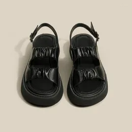 Sandalen Hohe Qualität Casual Dicke Sohle Frauen Outdoor Plattform Komfort Mikrofaser Leder Rutschen Damen Sommer Schuhe