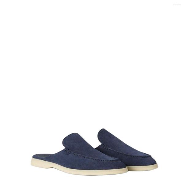 Sandalias de cuero genuino de alta calidad LP, venta al por mayor, zapatillas planas antideslizantes con estilo para hombre, zapatillas cómodas de verano para hombre