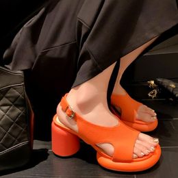Sandales évider talons hauts femmes 2022 été Slingbacks plate-forme femme à talons épais chaussures de fête MujerSandals