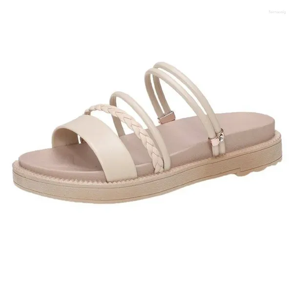 Sandals Hollow Out Women Gladiator Vintage Slip en cuñas de tacón bajo 2023 Summer Woman Open Toe Platform Slides Zapatos Mujer