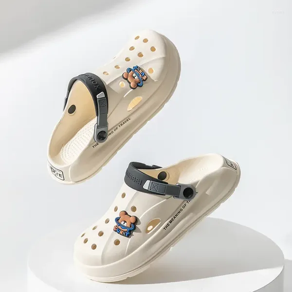 Sandalias Zapatos ahuecados Ropa de verano Outwear Dibujos animados Moda Pareja en casa Antideslizante Clásicos Zapatillas con cubierta para la cabeza Niñas Estudiante