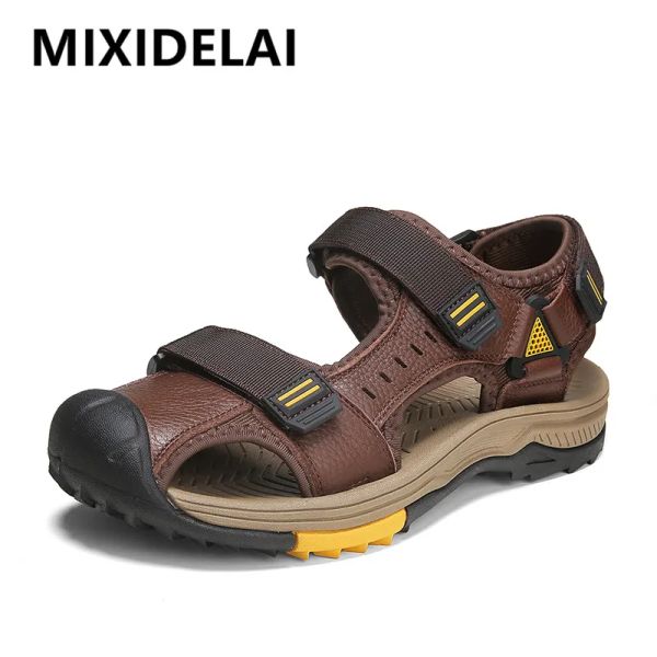 Sandalias Venta calientes Sandalias para hombres de verano Sandalias hechas a mano Genuinas Sandalias de cuero al aire libre Zapatos de vadeo