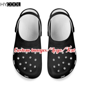 Sandalen Hycool Women Men Sandalen Aangepaste afbeeldingen // Tekstafdrukflatten Glippen op tuinschoenen Verpleging Beach Flip Flops Clogs Slippers