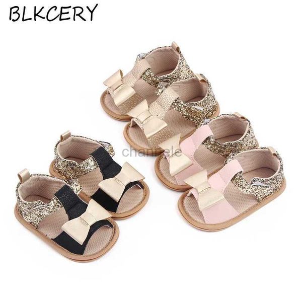 Sandalias Bebé niña Sandales Zapatos de verano para niños pequeños Bebés recién nacidos Suela de goma suave Calzado para 1 año Lindo oro Bling Sandalen Regalos 240329