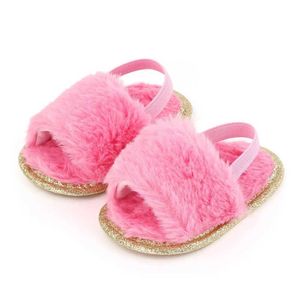 Sandales bébé bébé filles sandales d'été avec une fausse fourrure douce sole nouveau-née première promenade de berceau chaussures