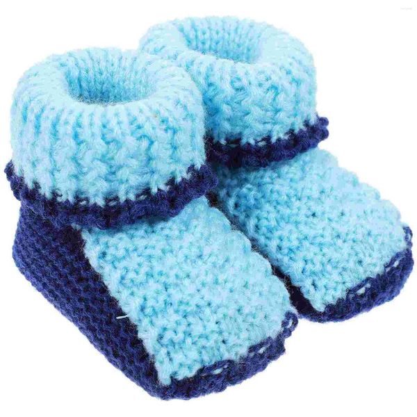 Sandales chaussons pour bébés, chaussures chaudes tricotées, fil au Crochet, dessin animé, tricot fait à la main, hiver