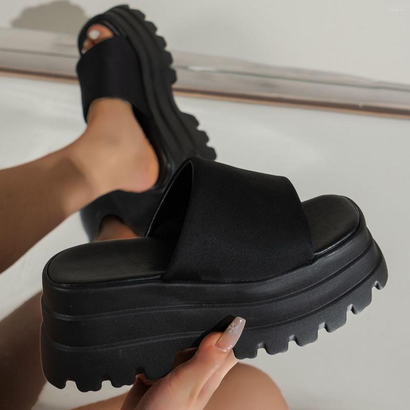 Gothic Platform Sandals: Comfy Punk Style for Women - Open Toe, Chunky Heeled Slides with Summer Vibes