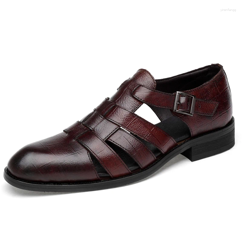 Sandales de style italien en cuir véritable pour robe d'affaires, chaussures faites à la main, grande taille 35-47