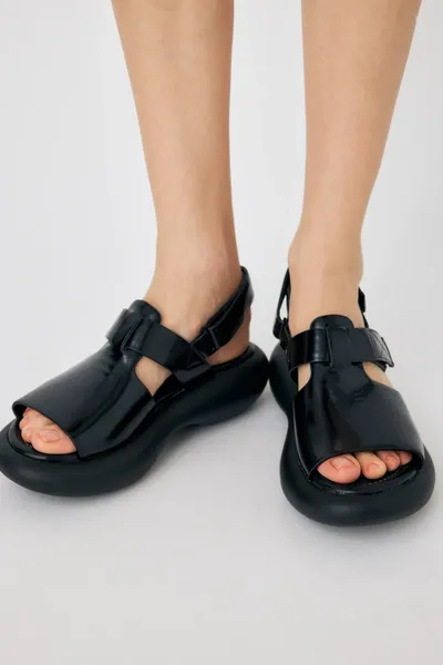 Sandales Japon Moderne Doux Confortable Chaussures En Cuir De Vachette Femmes Été Tout-match Solide Décontracté Zapatos Fond Épais Sandalias Feminino