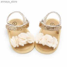Sandalen Jlong zomer pasgeboren baby schoenen meisjes kanten sandalen mode kleuterschool zachte zool niet-slip baby wieg schoenen 0-18 maandenl240429