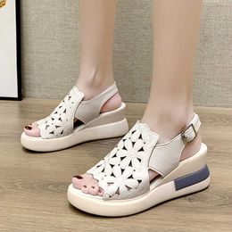 Sandalen JMPRS Bloem Hollow Out Wedges Sandalen vrouwen achterriem platform sandalen vrouw 2022 comfortabele dikke bodem zomerschoenen mujer z0306