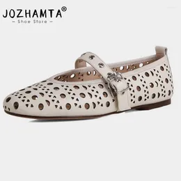 Sandalen Jozhamta Maat 34-43 Vrouwen Casual Flats schoenen Real Leather Cuto lage hakken 2024 Spring buckle strap Daily Dress School Girls