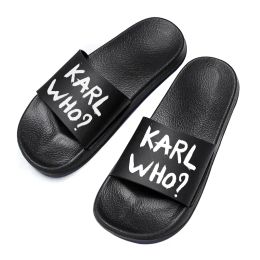 Sandalen Karl Lagerfield Woman Black Shoes Summer Beach Slipper Sliders Luxe Sandaal Flip Flip Slide Flat Gift Zwart Rubber Sole Man Desig